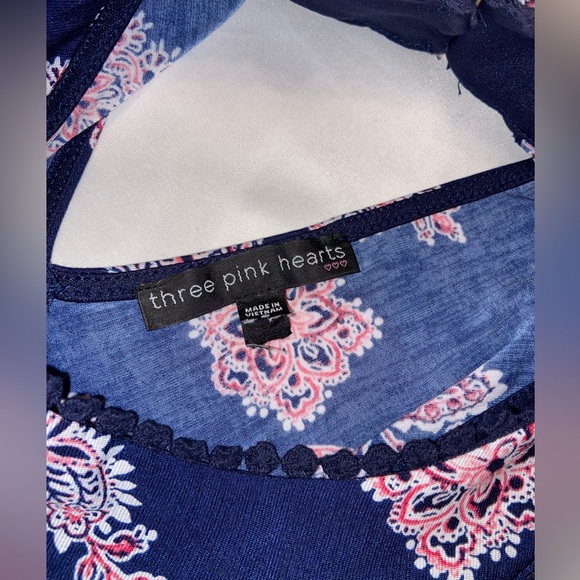 Three pink hearts navy floral dress - Picture 2 of 2